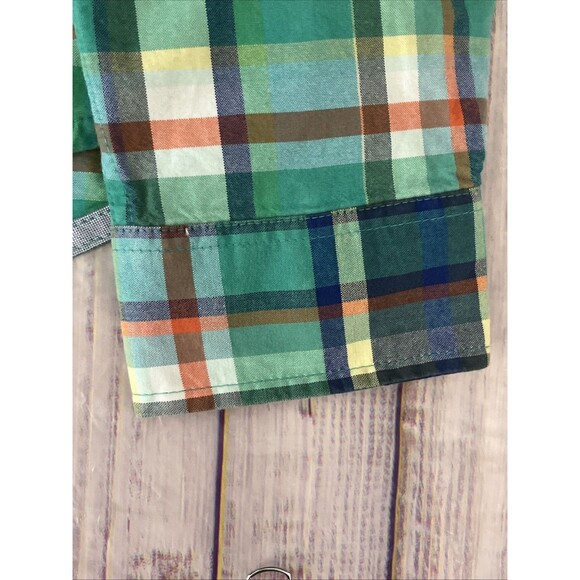 Tommy Hilfiger Mens Button Down Shirt Green Plaid Classic Fit Long Sleeve  XL - Picture 7 of 12